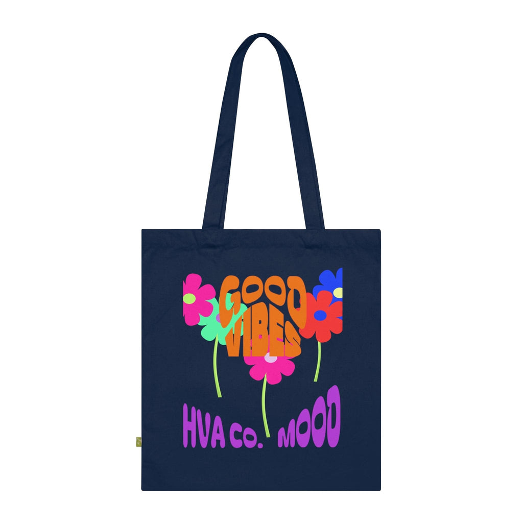 Printify Bags Bleu Marine Tote Bag Coton Bio GOOD VIBES