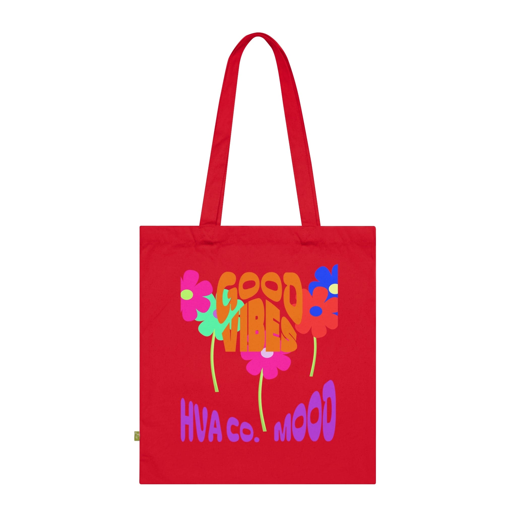 Printify Bags Rouge Tote Bag Coton Bio GOOD VIBES