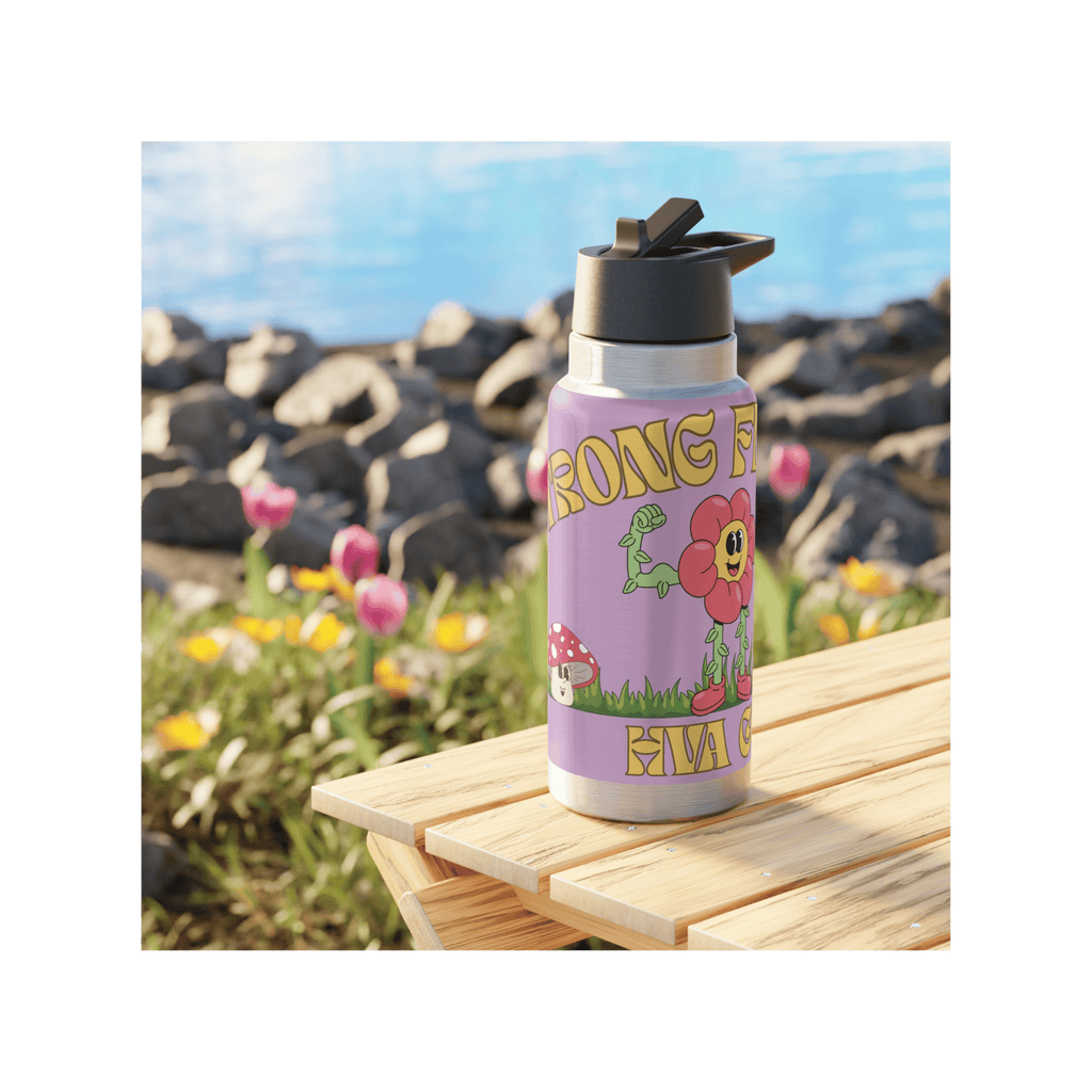 Printify Mug 950ml Gourde à paille inox FLOWER