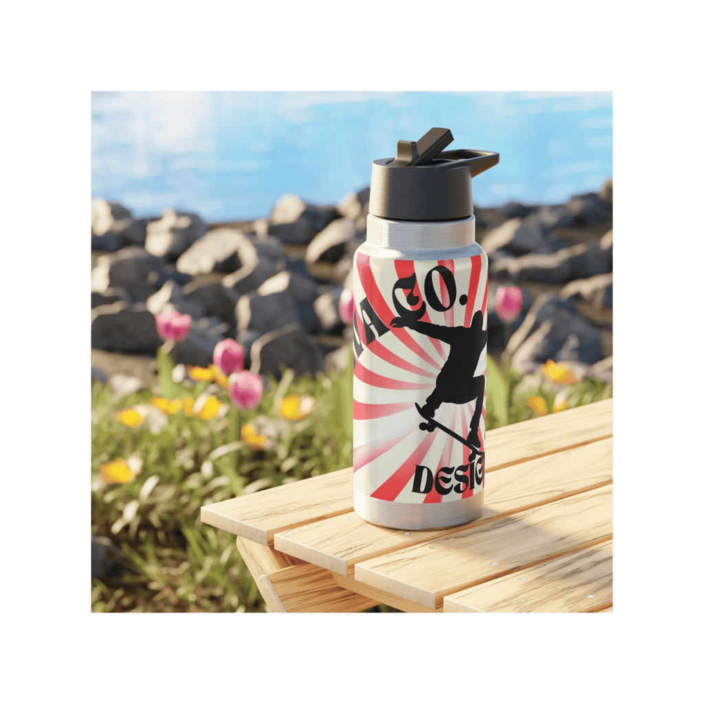 Printify Mug 950ml Gourde à paille inox SKATE
