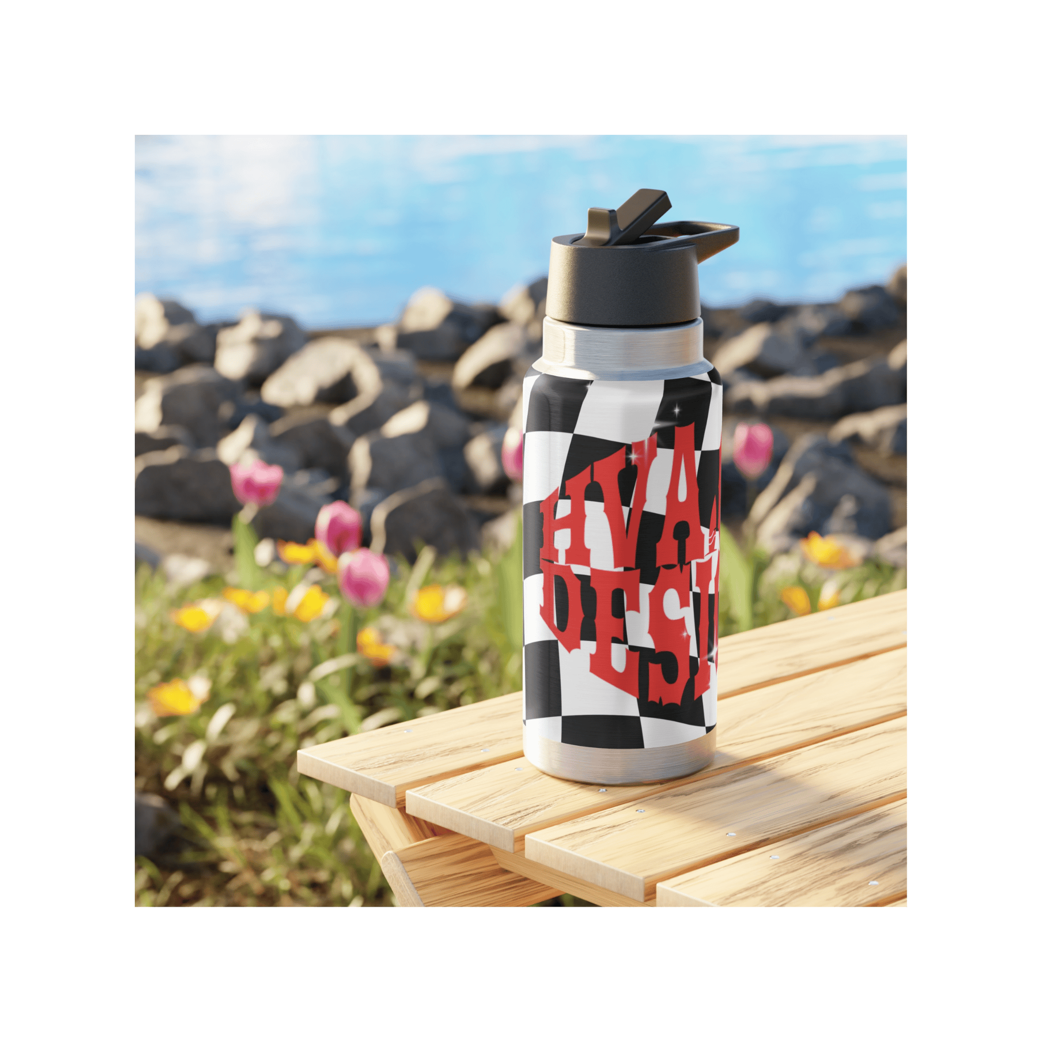 Printify Mug 950ml Gourde à paille inox TRAMP