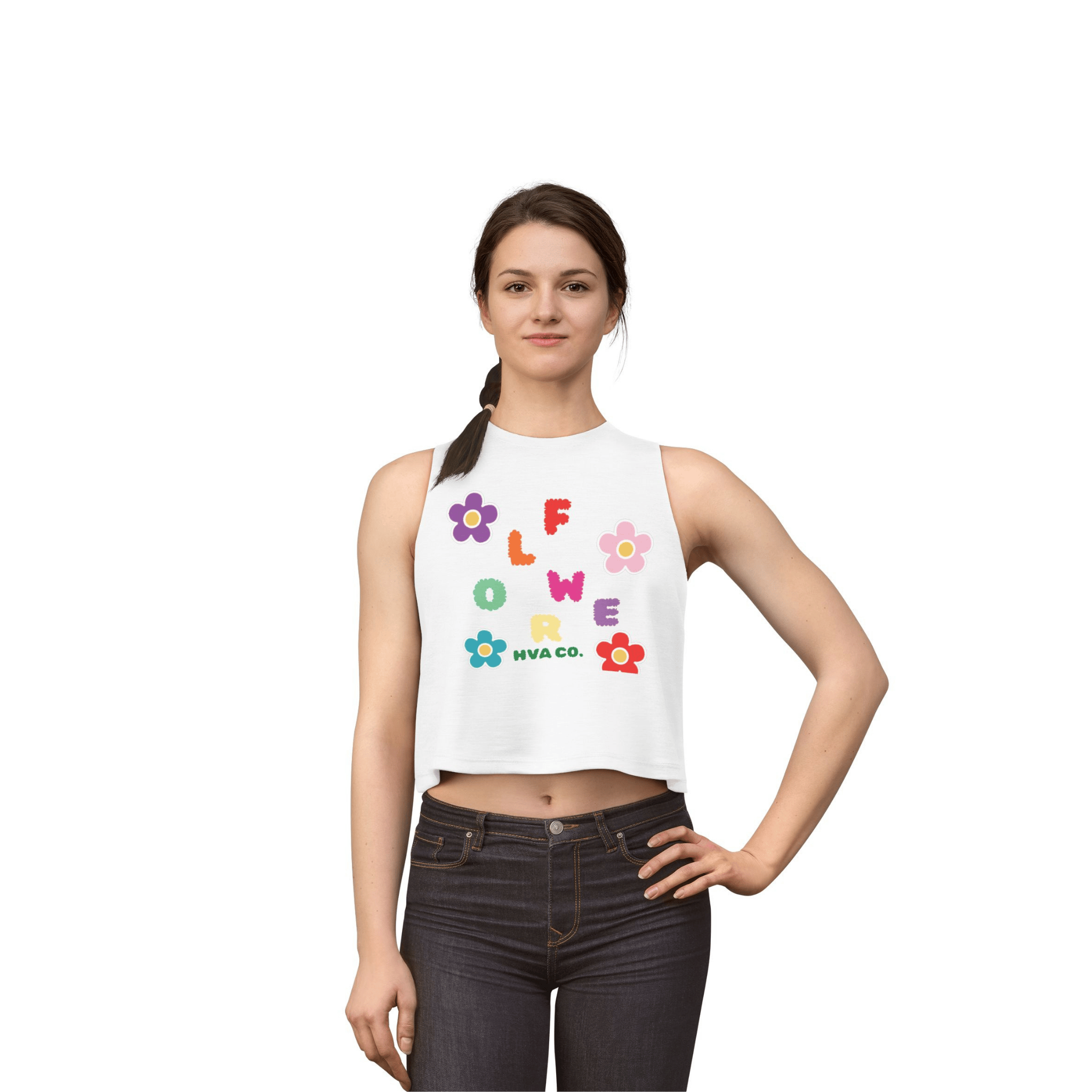 Printify Tank Top S / Blanc Crop top RAINBOW