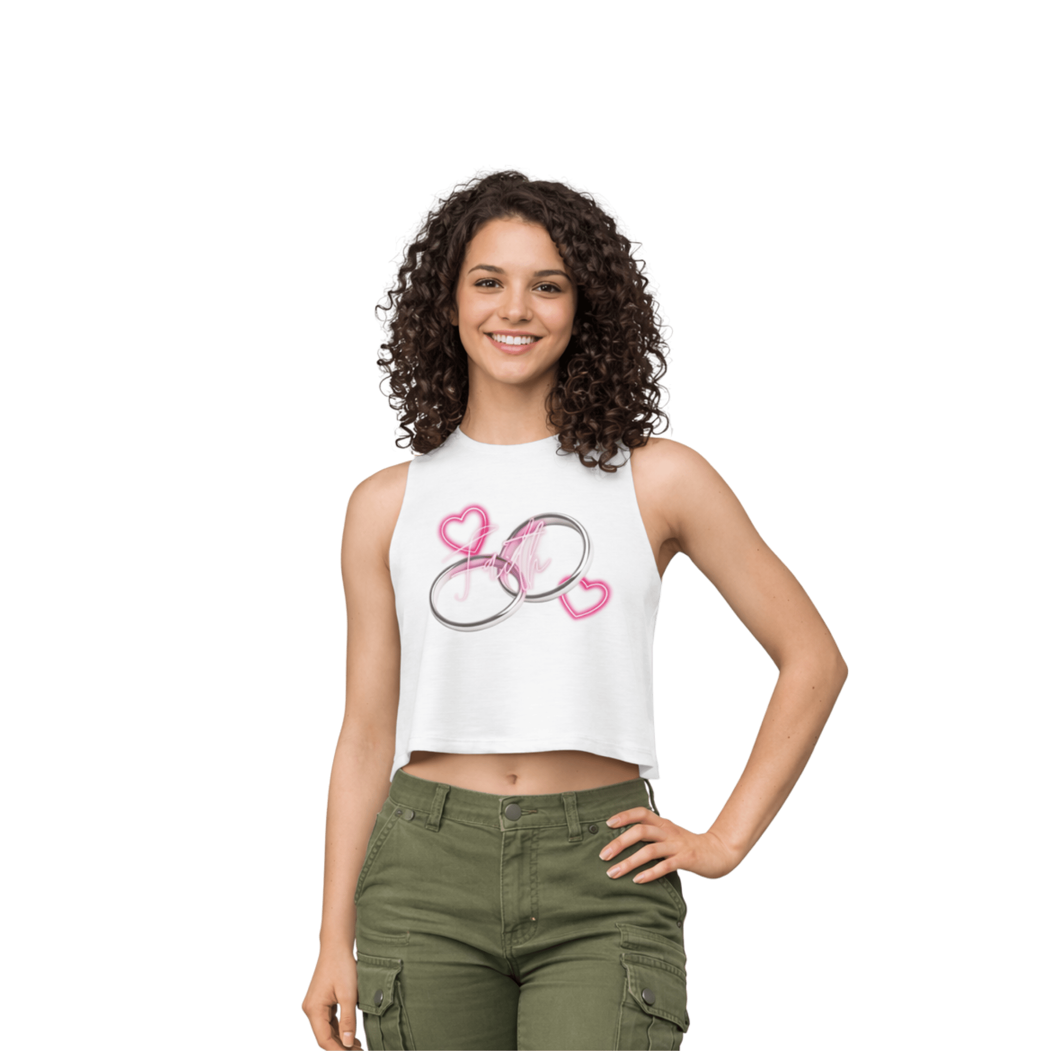 Printify Tank Top S / Blanc Crop top SILVER RING