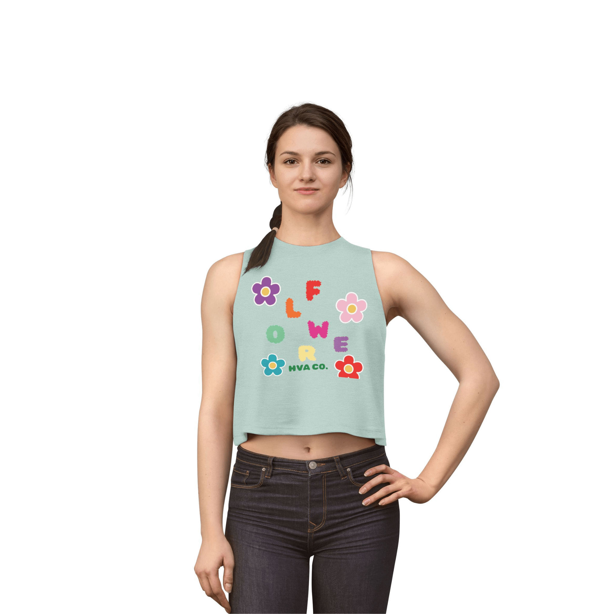 Printify Tank Top S / Bleu Jean Crop top RAINBOW