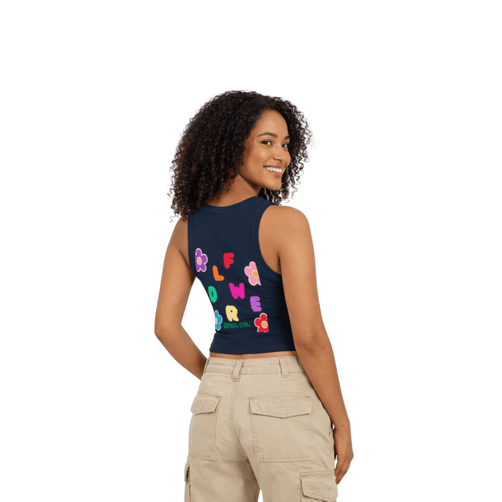 Printify Tank Top XS / Bleu Marine Débardeur en coton FLOWER