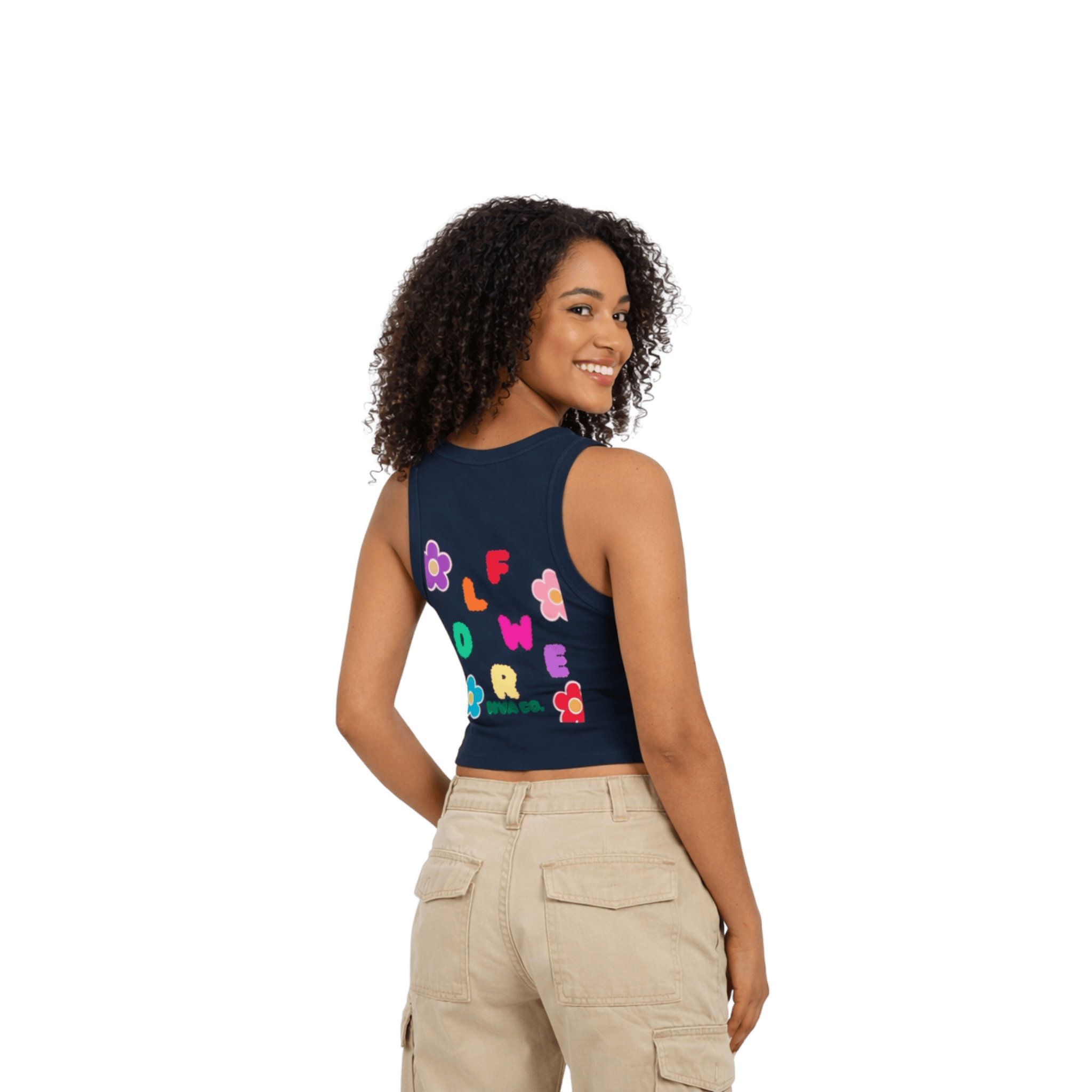 Printify Tank Top XS / Bleu Marine Débardeur en coton FLOWER