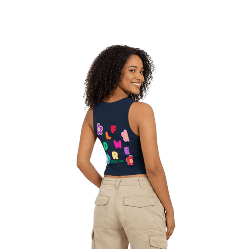 Printify Tank Top XS / Bleu Marine Débardeur en coton FLOWER
