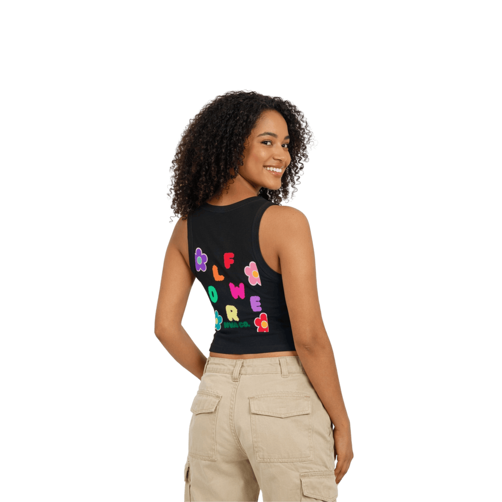 Printify Tank Top XS / Noir Débardeur en coton FLOWER