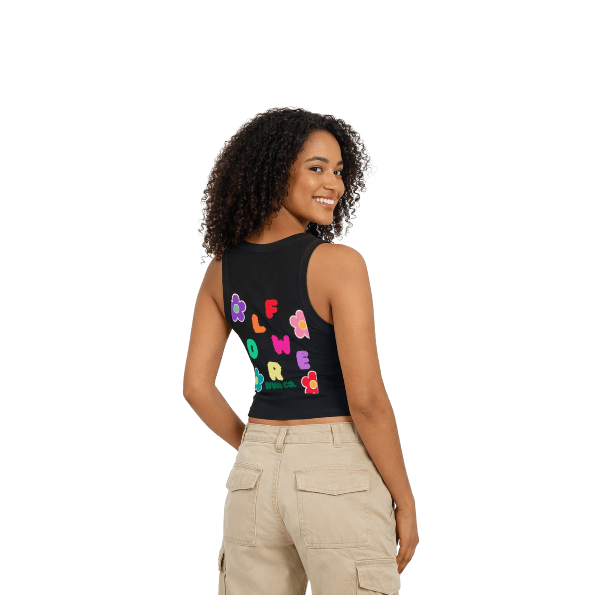 Printify Tank Top XS / Noir Débardeur en coton FLOWER