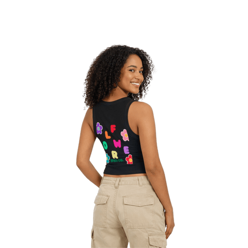 Printify Tank Top XS / Noir Débardeur en coton FLOWER