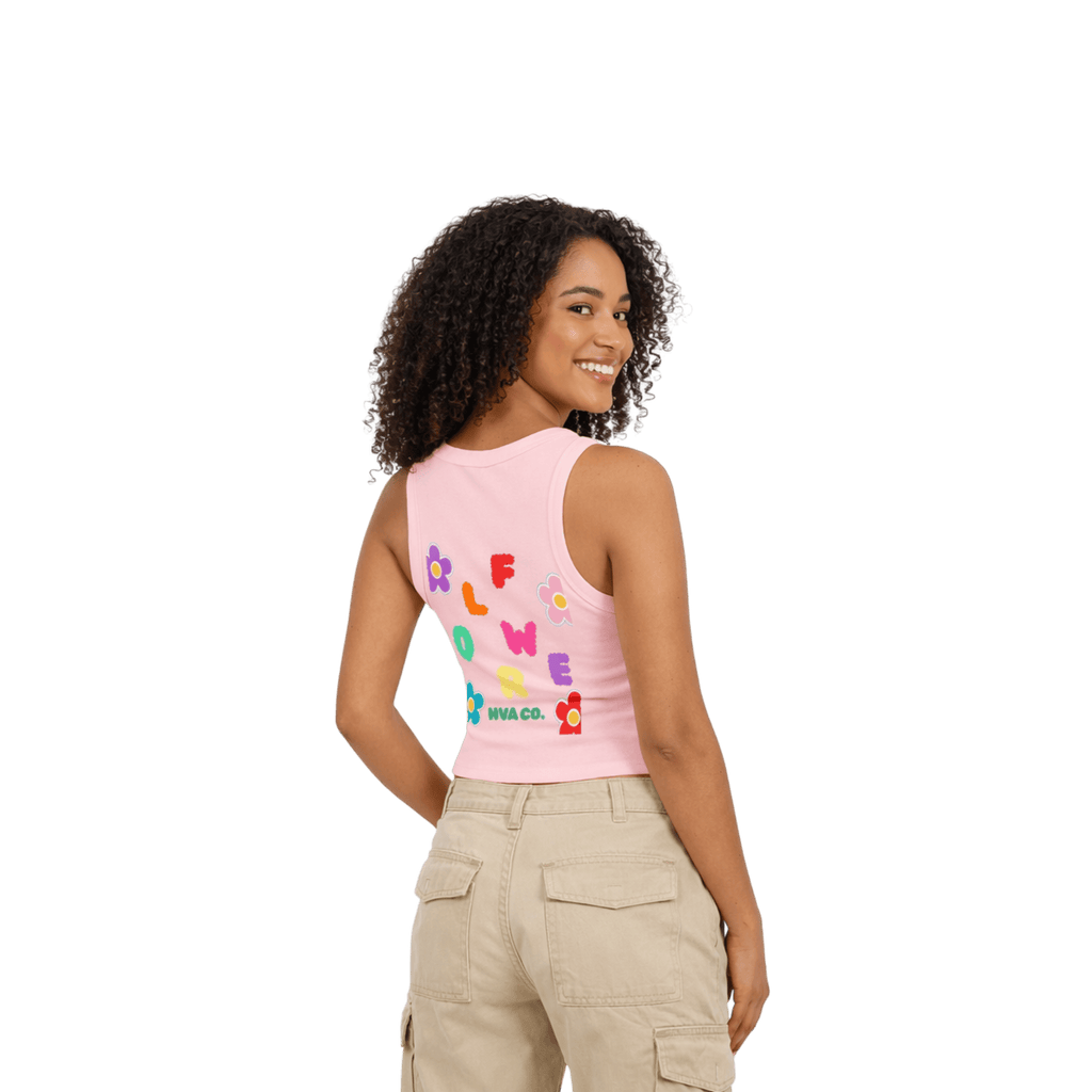 Printify Tank Top XS / Rose Débardeur en coton FLOWER